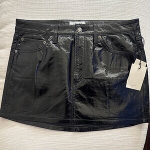 Agolde Black Leather Mini Skirt